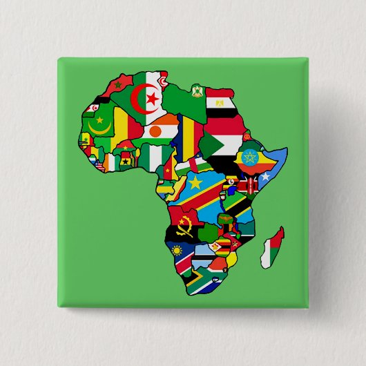 アフリカのアフリカの地図は国の地図の旗に印を付けます 缶バッジ (正面)