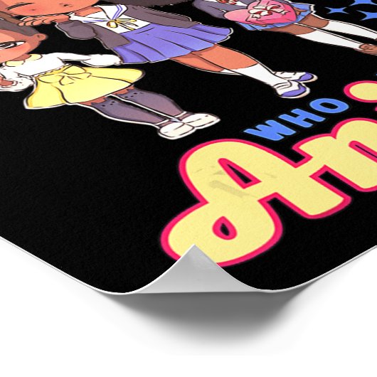 アフリカのアメリカのアニメかわいいを愛する女の子 ポスター (角)