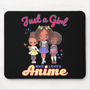 アフリカのアメリカのアニメかわいいを愛する女の子 マウスパッド