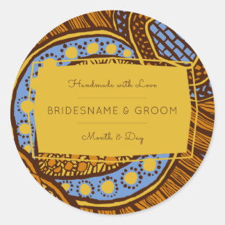 アフリカのアンカラブルーグローバルフローラギフトラベル ラウンドシール