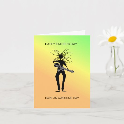 アフリカのアート、かっこいいギタープレーヤー 父の日 カード (小さな植物)