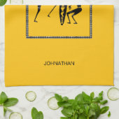 アフリカのアート、かわいいおもしろいと月光の踊り キッチンタオル (折り畳み)