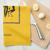 アフリカのアート、かわいいおもしろいと月光の踊り キッチンタオル (四つ折り)