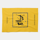 アフリカのアート、かわいいおもしろいと月光の踊り キッチンタオル (横)