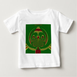 アフリカのエスニック・グリーンフローラモチーフデザイン ベビーTシャツ