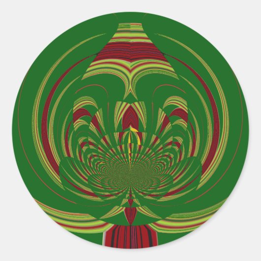 アフリカのエスニック・グリーンフローラモチーフデザイン ラウンドシール (正面)