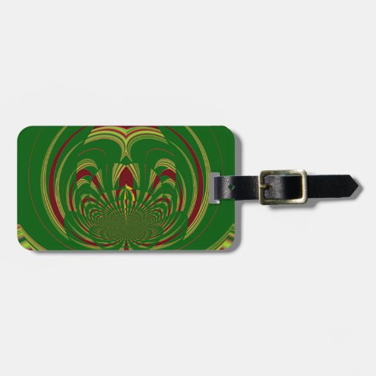 アフリカのエスニック・グリーンフローラモチーフデザイン ラゲッジタグ (正面横)
