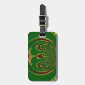 アフリカのエスニック・グリーンフローラモチーフデザイン ラゲッジタグ (正面縦)
