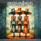 アフリカのエレガンス3人の女性が調和デコページに 薄葉紙