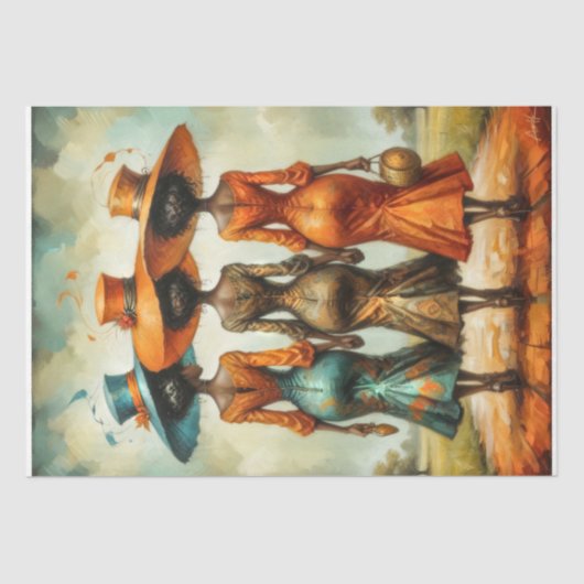 アフリカのエレガンス3人の女性が調和デコページに 薄葉紙 (正面)