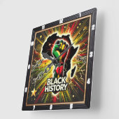 アフリカのエンパワーメントの象徴を持つ黒い歴史 スクエア壁時計 (傾斜)