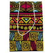 アフリカのカラフルなパターンプリントのデザイン ミディアムペーパーバッグ (正面)