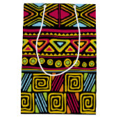 アフリカのカラフルなパターンプリントのデザイン ミディアムペーパーバッグ (裏面)