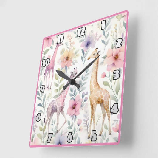 アフリカのカラフルの葉の間のキリンの放牧 スクエア壁時計 (傾斜)
