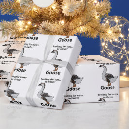 アフリカのガチョウを泳ぐために水を探しているガチョウ ラッピングペーパー