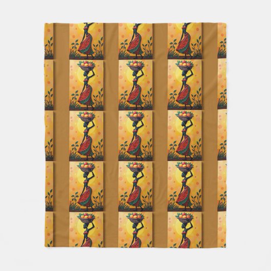 アフリカのキャンバスのアートワークブランケット – ピロー フリースブランケット (正面)