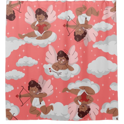 アフリカのキューピッドブラックケルビエンジェルバレンタイン シャワーカーテン (正面)