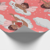 アフリカのキューピッドブラックケルビエンジェルバレンタイン ラッピングペーパー (角)