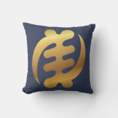 アフリカのギーナイアメシャイニー金ゴールドアディンクラ記号ブルー クッション (正面)