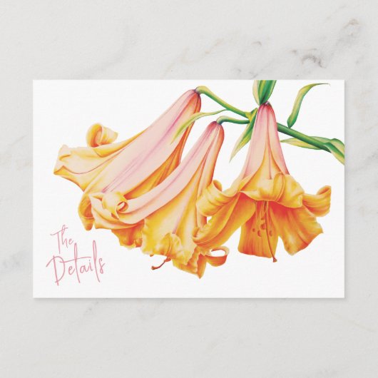 アフリカのクイーンユリのオレンジピンク結婚アートの詳細 エンクロージャーカード (裏面)