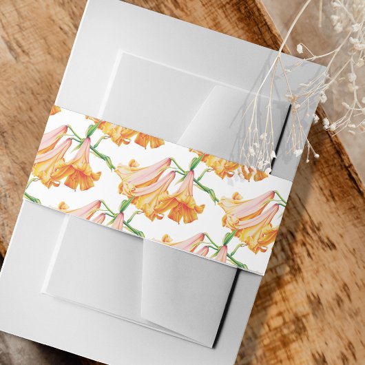 アフリカのクイーンユリのオレンジ色のピンクのアートパターン（の模様が）ある 招待状ベリーバンド