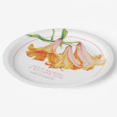 アフリカのクイーンユリのオレンジ色のピンクのフローラアート結婚ズ ペーパープレート (アングル)