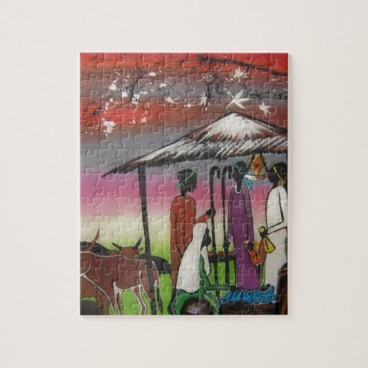 アフリカのクリスマスの出生場面 ジグソーパズル (縦)