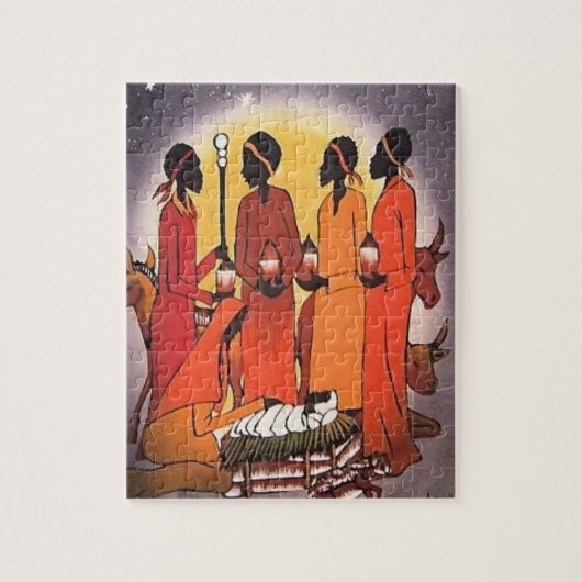 アフリカのクリスマスの出生場面 ジグソーパズル (縦)