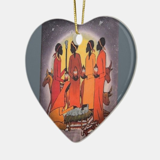 アフリカのクリスマスの出生場面 セラミックオーナメント (左)