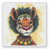 アフリカのクワンザ族の野生動物が変装 シール (正面)