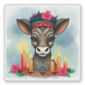 アフリカのクワンザ族の野生動物が変装 シール (正面)