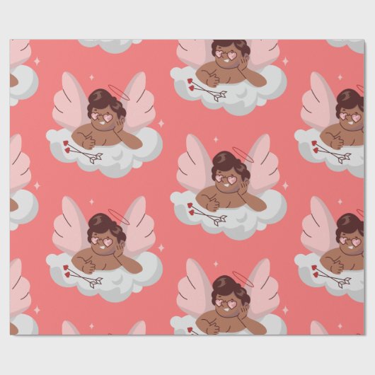 アフリカのケルビエンジェルブラックキュピッド・バレンタイン ラッピングペーパー (フラット)