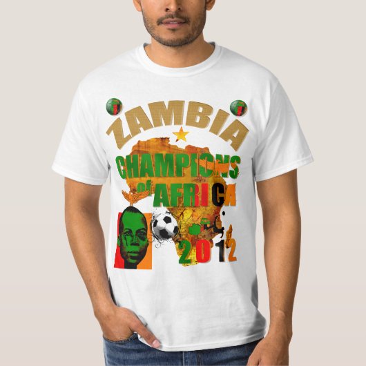 アフリカのコップの勝者2012年のザンビアのチャンピオン Tシャツ (正面)