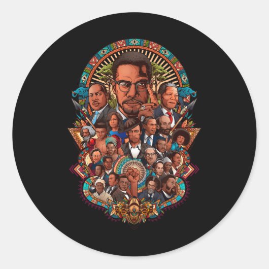 アフリカのコラージュを担う黒人史の感動的指導者 ラウンドシール (正面)