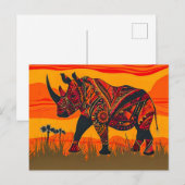 アフリカのサイで部族パターンデザイン シーズンポストカード (正面/裏面)