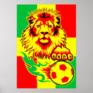 アフリカのサッカーのライオンポスター ポスター