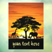 アフリカのサバンナに生息する野生動物の夕日 ウィンドウサイン (シート3)