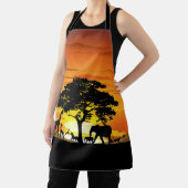 アフリカのサバンナに生息する野生動物の夕日 エプロン (インサイチュ)