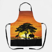 アフリカのサバンナに生息する野生動物の夕日 エプロン (正面)