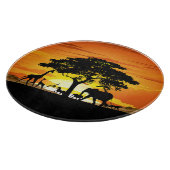 アフリカのサバンナに生息する野生動物の夕日 カッティングボード (角)