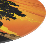 アフリカのサバンナに生息する野生動物の夕日 カッティングボード (角)