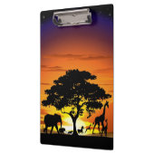 アフリカのサバンナに生息する野生動物の夕日 クリップボード (左)