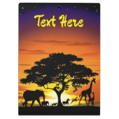 アフリカのサバンナに生息する野生動物の夕日 クリップボード (裏面)