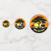 アフリカのサバンナに生息する野生動物の夕日 コンフェッティ (正面)