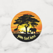 アフリカのサバンナに生息する野生動物の夕日 コンフェッティ (スモール正面)