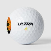 アフリカのサバンナに生息する野生動物の夕日 ゴルフボール (ロゴ)