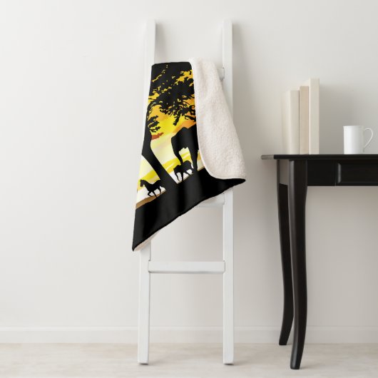 アフリカのサバンナに生息する野生動物の夕日 シェルパブランケット (インサイチュ)