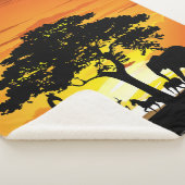 アフリカのサバンナに生息する野生動物の夕日 シェルパブランケット (3/4)