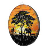 アフリカのサバンナに生息する野生動物の夕日 ダーツボード (正面右)