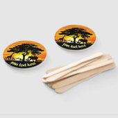 アフリカのサバンナに生息する野生動物の夕日 ハンドファン (組立なし)